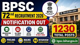BPSC 72nd Recruitment 2026 Notification Out for 1230 Posts – Apply Online