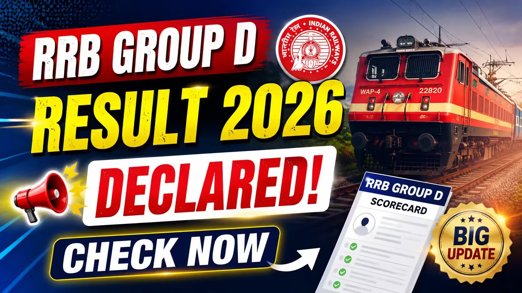 RRB Group D Result 2026 Out: Check Your Scorecard and PET Status Before the Deadline RRB Group D Result 2026 Out: Check Your Scorecard and PET Status Before the Deadline